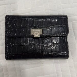 Liz Claiborne Black Croc-Embossed Key & Card Holder
